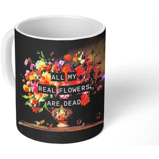 MuchoWow Tasse Farbe - Blumen - Vintage - Blumenvase, 1-tlg., Keramik, Kaffeetassen, Teetasse, Becher, Kaffeebecher, Geschenk