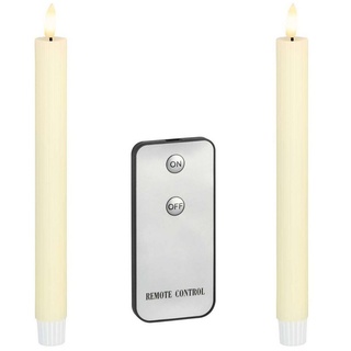 Coen Bakker Deco BV LED-Kerze Wax Candles (Set, 3-tlg), Stabkerzen 2 Stück elfenbein geriffelt Fernbedienung 23cm weiß