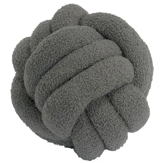 REALLaxx Dekokissen Knotenkissen, runder Knotenball, 25cm, Zierkissen mit modernem Teddy-Bezug grau