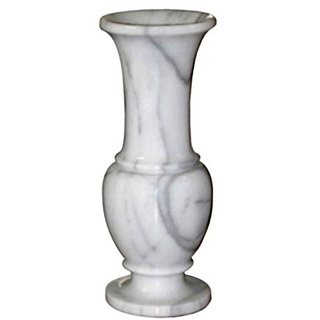 Blumentopf mit langem Hals, Marmor, weiß, italienisches Marmor, Marble Flowers Vase, Höhe 25 cm