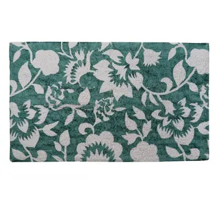 Grafelstein Badematte 1b-Ware: Badematte FLOWER petrol grün weiß Blumenmuster Duschmatte 50x, Baumwolle