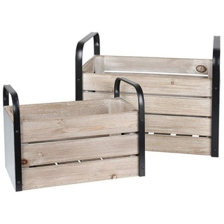 BURI Aufbewahrungsbox »Holzkisten-Set mit Metallgriffen 2-teilig Aufbewahrungsbox Zeitschriftensammler«