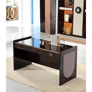 JVmoebel Sekretär Hochglanz Metall Schreibtisch in Schwarz mit stabilen Holzfüßen (1 St), Made in Europa schwarz