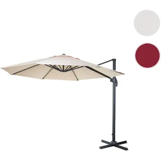Gastronomie-Ampelschirm HWC-A96, Sonnenschirm, rund Ø 4m Polyester/Alu 27kg ~ creme ohne Ständer, drehbar