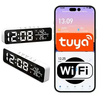 Sone Smart One WLAN Uhr mit Temperatur, Feuchtigkeit, Wecker, Tuya App | led display, wecker, snooze, 8 alarme, app, helligkeit, innenbereich