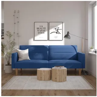 loft24 Schlafsofa Mainstays - Sofa Couch Schlafcouch Gästebett Funktionssofa, mit Relaxfunktion, Breite 205 cm, Stoffbezug blau