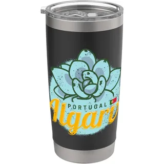 Algarve Portugal mit Retro Sukkulente Vintage Souvenir Doppelwandiger Edelstahl-Thermobecher
