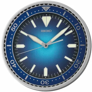 Seiko 30,5 cm Heritage Design Wanduhr Zifferblatt Metallic Blau