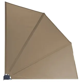 GRASEKAMP Qualität seit 1972 Balkonfächer Premium 140x140cm Taupe mit Wandhalterung Trennwand Sichtschutz