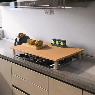 Kochfeld Abdeckung aus Holz, Gasherd Abdeckung, Herdabdeckplatte für Gasherd, Schneidebrett, Ofenschutz, Küchenspüle aus Holz(Natural,80x50cm/31x20in)