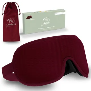 Omnirelexx® Atmungsaktive 3D Schlafmaske inkl. Reisebeutel (Weinrot) 1 St