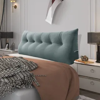 BNCKTRD Kopfende Großes Rückenkissen Bequemes Lesekissen und Rückenteil im Bett Rückenlehne Kopfkissen Langes XXL Kissen für Sofa, Couch, Wandkissen Polster Samt Grau 160cm