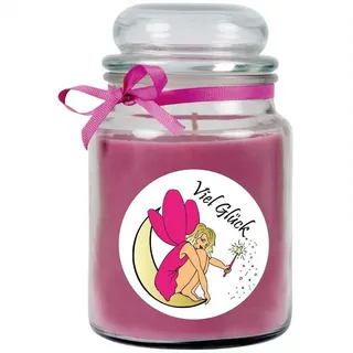 HS Candle Duftkerze im Bonbonglas, Motivkerze (1-tlg), Wachs, angenehmer Duft, Ideal zum Verschenken für Freunde und Familie lila Ø 10 cm x 16 cm
