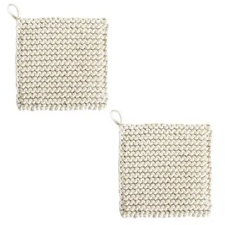 2x Gehäkelte Topflappen 19x19cm mit Aufhängeschlaufe