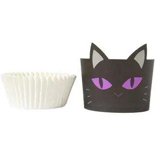 PME Halloween Kartonbackformen mit Cupcake-Förmchen - Schwarze Katze (12er-Set)