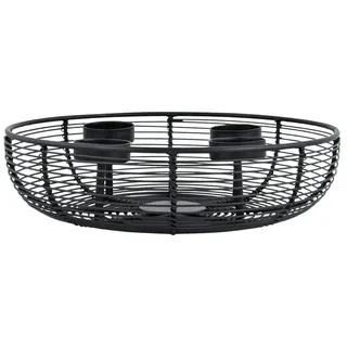 Marrakesch Orient & Mediterran Interior Kerzenhalter Orbe klein Metall schwarz Ø25cm Schale als Adventskranz