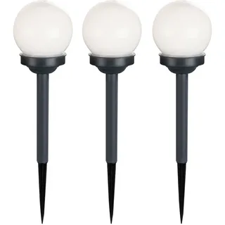 GLOBO Solarleuchte Kunststoff 3er Set spritzwassergeschützt weiß