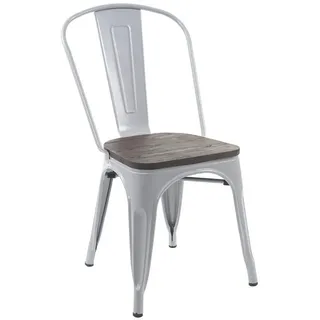 PROREGAL® Stapelstuhl Stuhl inkl. Holz-Sitzfläche HxBxT 85x45x52cm Metall stapelbar Grau (1 St) grau