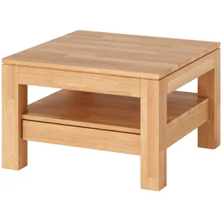 Wohnzimmertisch Kernbuche massiv 70x70 cm Couchtisch mit Schublade geölt
