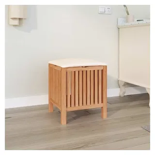 furnicato Badhocker 40,5x40x52 cm Massivholz Nussbaum, Gepolsterter Wäschekorb mit Deckel und integriertem Stauraum braun