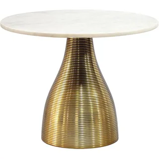 FineBuy FineBuy, Couchtisch + Beistelltisch, Couchtisch 60cm mit Marmor Platte Wohnzimmertisch Beistelltisch Metall Rund (60 x 60 x 40 cm)