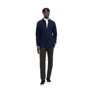Selected Homme Herren Freizeithemd SLHSLIMOWEN-FLANNEL Slim Fit Schwarz Solid 16091358 L