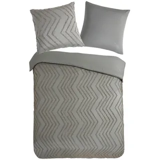 PURE luxury collection Zigzag Uni Grau 135 x 200 cm + 2 x 80 x 80 cm