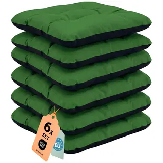 Outdoor Sitzkissen Stuhlkissen - 6er Set - 45 x 45 cm - Made in EU, Wasserdichtes & UV-beständig Gartenkissen - Stuhlauflage Stuhlpolster für Balkonstühle - Grün