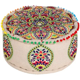 Orientalische Deko Pouf Hocker Bodenkissen Hakika 50cm bunt