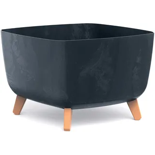 Tymar Blumentopf ecking mit Füßen Übertopf mit Beinen Blumenkübel außen innen (Beton Anthrazit; 39x39 cm)