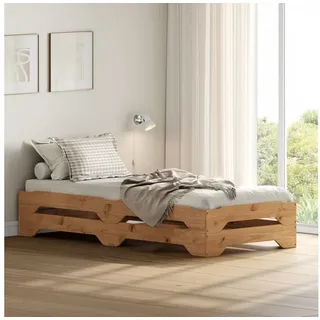 IDIMEX Funktionsbett RONNY, Gästebett aus Massivholz stapelbar eiche farben braun