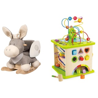 Nattou Schaukeltier Esel Cappuccino & Hape Country Critters Play Cube, Wooden Learning Puzzle Toy for Toddlers