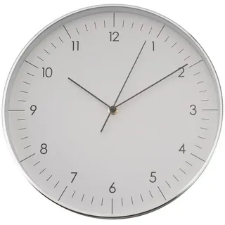 LUUK LIFESTYLE Wanduhr Helsinki (ohne Tickgeräusche, Quarzuhrwerk, große Ziffern, Sekundenzeiger) silberfarben|weiß
