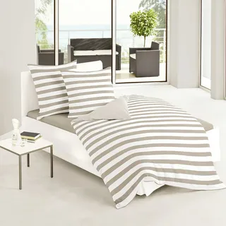 Traumschlaf Albklassik Stripe Gestreift Braun 200 x 220 cm + 2 x 80 x 80 cm