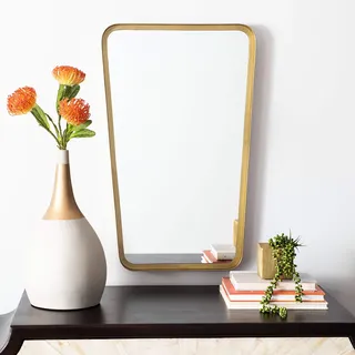 SAFAVIEH Dekorative Hängung Wand-Spiegel für Wohnzimmer, Schlafzimmer, Diele, Gebürstetes Messing, 86.36 X 58.42 X 7.62