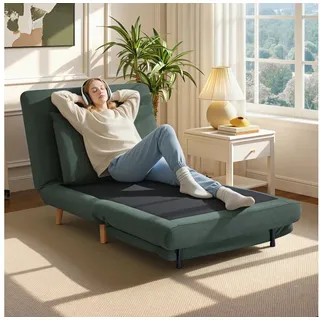 HOMCOM Sessel mit Bett-Funktion, Liegesessel, verstellbare Rückenlehne, Kissen (Relaxsessel, 1-St., Klappsessel), für Wohnzimmer, Schlafzimmer, Dunkelgrün grün