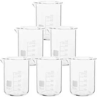6er Set 50ml Chemie Glas Messbecher Labor Laborbedarf 6.2X4.9X4.4CM