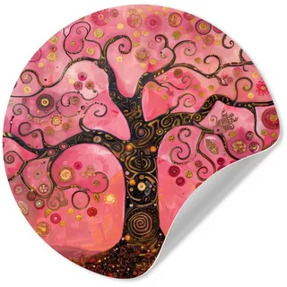MuchoWow Wandsticker Baum - Baum des Lebens - Rosa - Gold (1 St), Selbstklebende Runde Vliestapete, Wohnzimmer, 140x140 cm bunt 140 cm x 140 cm x 0.1 cm