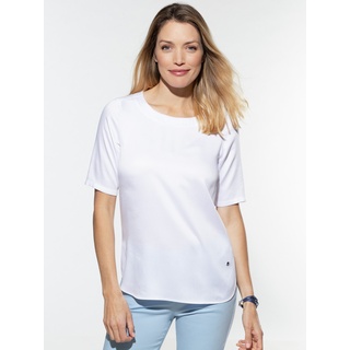 Walbusch Damen T Shirt Bluse Sommerleicht einfarbig Weiß 36 - Kurzarm