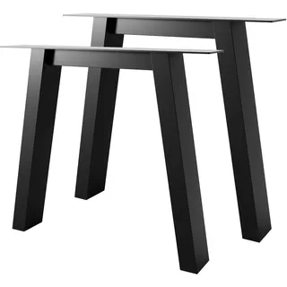 MetaloPro Thusia Lite Extreme Tischbeine A-Form 2 Stück, 80x72 cm, Schwarz | 2 Tischbeine 80x72 cm, Stahl DC01 pulverbeschichtet, Profil 120x60 mm, bis 70 kg belastbar