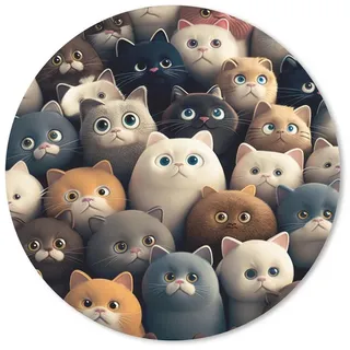 MuchoWow Mauspad Katzen - Tiere - Katze - Design - Mädchen - Jungen (1-St), Gaming, Rutschfester Unterseite, Mausunterlage, Rund 50x50 cm bunt 50 cm x 50 cm