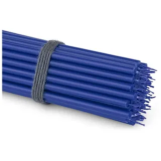NKlaus Spitzkerze 50x Stabkerzen blau Rußfrei Tropffrei dünn L 16cm (50 Stück = ca. 200g) beige|blau