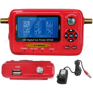 OCTAGON SAT-FINDER Messgerät SF518 LCD HD & UHD 4K USB 2.0 Spektrum