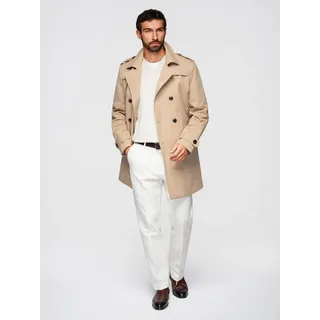OMBRE Trenchcoat Herren Trenchcoat Slim Fit mit Gürtel Elegant Beige XXL (kein Set, 1-tlg) Regulierbarer Taillengürtel mit Schnalle, Schulterklappen beige|braun XXL