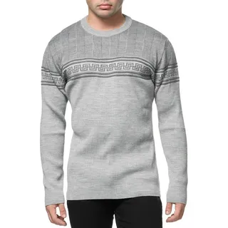 Banco Rundhalspullover Rundhals Basic Pullover Ganzjahrpullover Winter Herbst Frühling grau S
