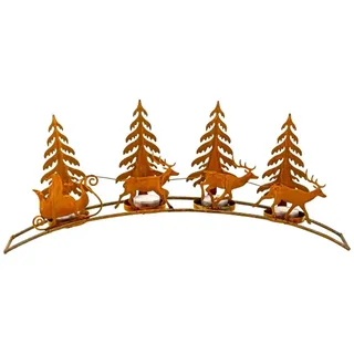 LB H&F Herbstdeko Weihnachtsdeko AUFSTELLER Deko Dekoration Dekofigur Herbst Winter Weihnachten Metall Rost Gartenstecker (Adventskranz Hirsch Rost)