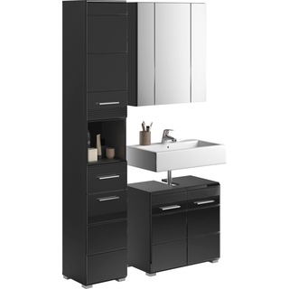 Badmöbel-Set INOSIGN "Malmö" Kastenmöbel-Sets Gr. B/H/T: 105 cm x 182 cm x 34 cm, schwarz Bad-Sparsets Badmöbel, 3-tlg.
