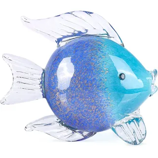 oliruim Blaue Glas-Fischkunst-Dekoration, mundgeblasene Glasfisch-Figur, Kunst-Briefbeschwerer-Kollektion, moderne Büro-Luxus-Dekorationen (WA-7)