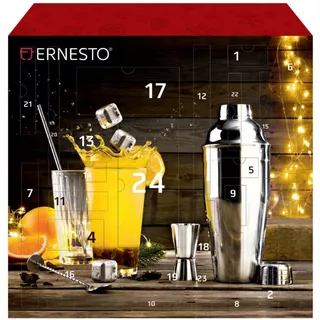 Ernesto Adventskalender Adventskalender Cocktailzubehör 42-tlg. Cocktailset Mixer Weihnachten silberfarben