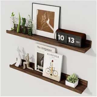 LuxusKollektion Wandregal Wandregal Nussbaum 60cm 2er Set, 2-tlg. braun 61 cm x 60 cm x 9.1 cm